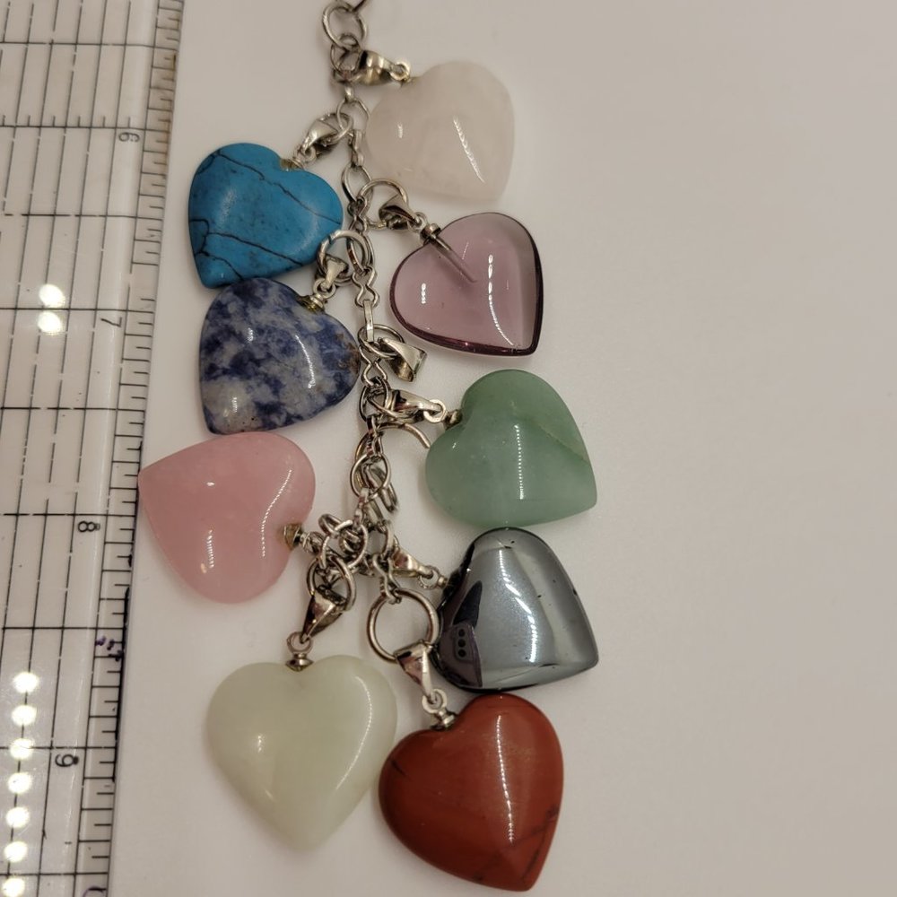 Scarf or Necklace Jewelry, with multiple different gemstones and Silver Coloring